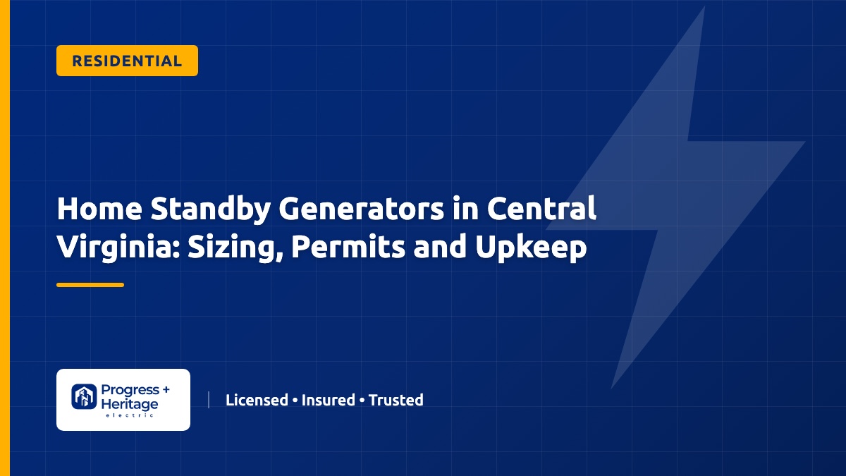Home Standby Generators in Central Virginia: Sizing, Permits and Upkeep